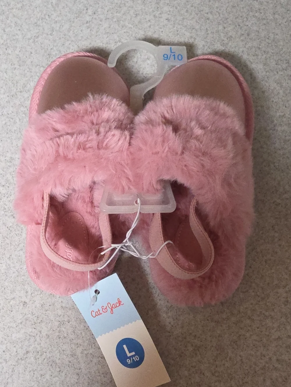 Cat & Jack Soft Pink Fuzzy Slide Sandals with Back Strap